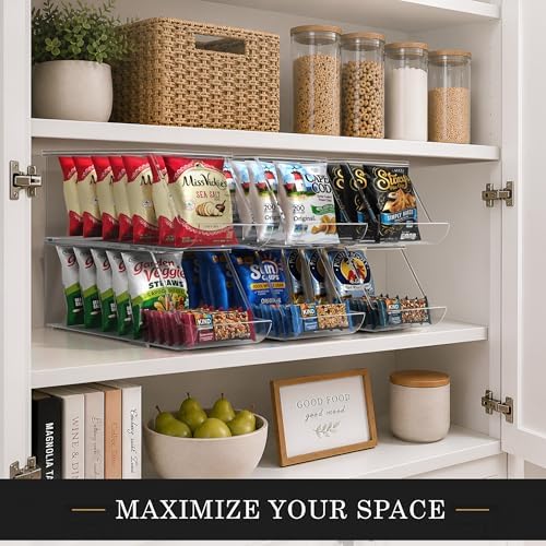 Sorbus Snack Organizer for Pantry, Clear Stackable Chip Bins (2 Pack)