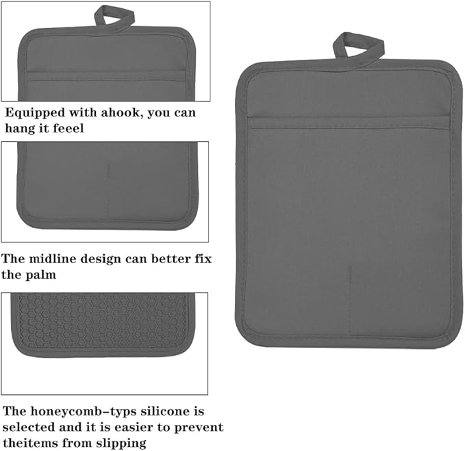 Oven Pot Holder with Pocket Cotton Heat Resistant Coaster Potholder Kitchen Hot - Image 3