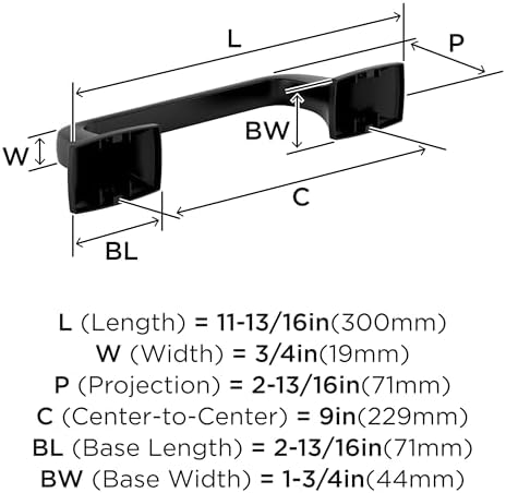 Amerock Highland Ridge Matte Black 9 inch (229 mm) Center-to-Center Towel Bar, BH36015MB