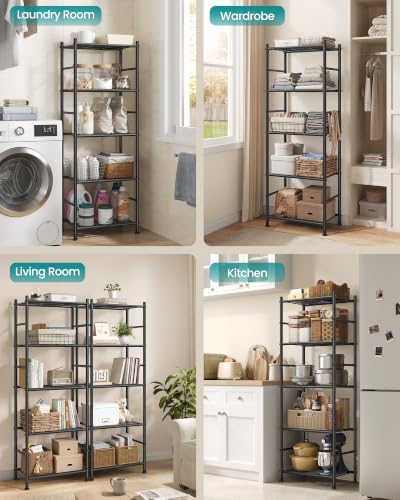 SONGMICS 5-Tier Shelving Unit, Steel Storage Rack, 11.8 x 15.7 x 56.7 Inch