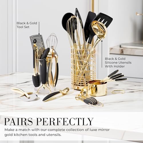 Styled Settings Black and Gold Measuring Cups and Spoons Set, 8-Piece