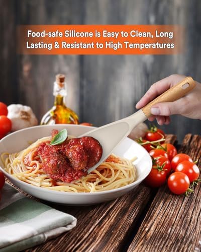 Badiano Silicone Cooking Spoon for Nonstick Cookwares, Multi-function,11.4"