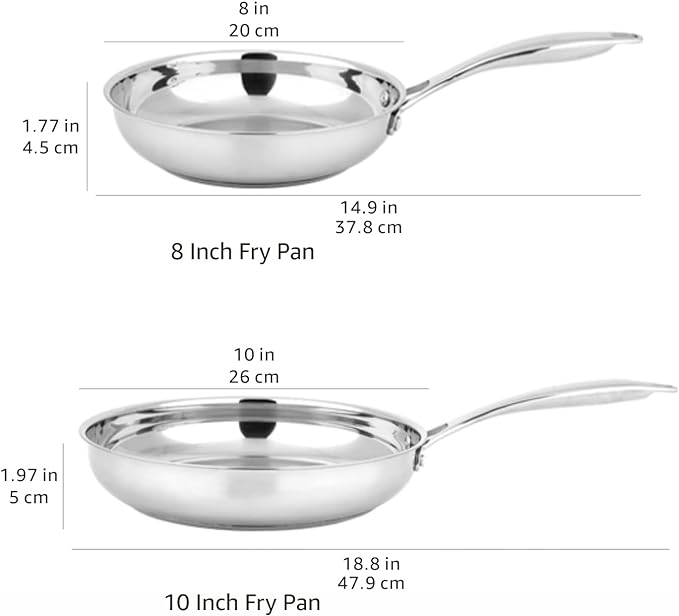 Amazon Basics 2-Piece Stainless Steel Induction Frying Pan Set, Oven Safe - Image 5