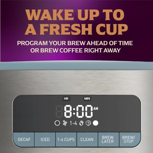 Mr. Coffee® 12 Cup Coffee Maker, Coffee Maker with Decaf Brew and Iced Coffee Brew Settings, Small Batch Setting for 1 to 4 Cups, Reflection