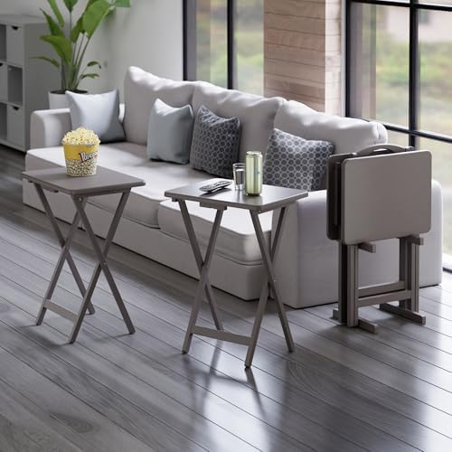 Winsome Alex Set of 4 Foldable Snack Tables with Storage Rack
