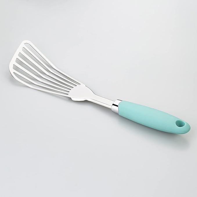 304 Stainless Steel Fish Spatula, Non-Slip Ergonomic Handle Slotted Spatula - Image 2