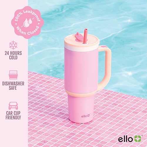 Ello Oasis 24oz Insulated Stainless Steel Tumbler with Straw, Sunrise Glow