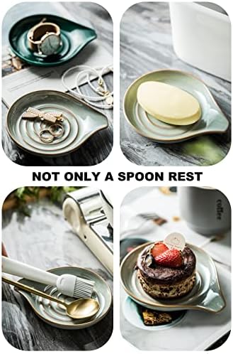 LAUCHUH Spoon Rest for Kitchen Counter, Ceramic Spoon Holder for Stove Top