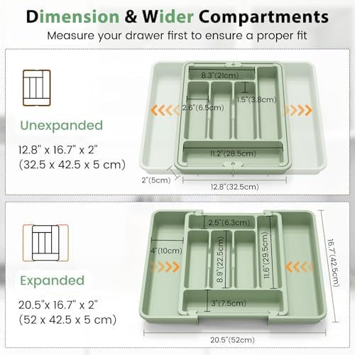 Caperci Large Silverware Organizer Tray for Kitchen Drawer Utensils Thicker