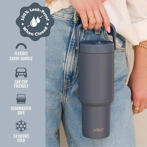 Ello Oasis Go+ 26oz Insulated Stainless Steel Tumbler with Straw, Horizon
