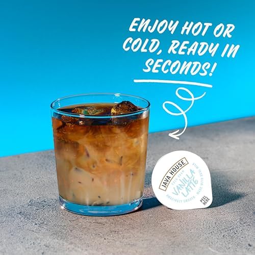 JAVA HOUSE French Vanilla Latte Cold Brew Coffee Pods, (12 Count) Peel and Pour Pods Hot or Iced