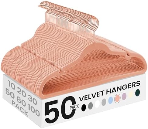 SONGMICS Velvet Hangers 50 Pack, Non-Slip Clothes Hangers, Space-Saving