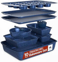 Blue Marble 10-Piece Bakeware Sets, Nonstick Carbon Steel Baking Sheet & Pans, Stackable Space-Saving Bakeware, Dishwasher Safe, Stain-resistant, PFOAPFOSPTFE Free, Oven Safe Up To 450°F (230°C)