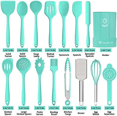 Silicone Kitchen Utensils Set, 16-Piece Silicone Cooking Utensils by Deedro