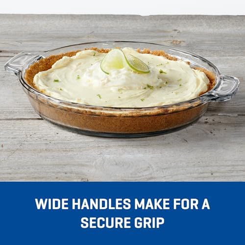 Anchor Hocking 2 Pack 9.5 Inch Glass Pie Plates – Classic Bakeware for Pies, Quiches, and Tarts – Oven Safe, Dishwasher Safe, Made in USA