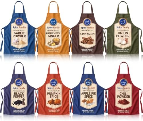 8 Pcs Funny Spice Group Halloween Costume Aprons for Adults