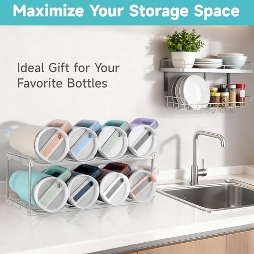 spospo Stackable Water Bottle Organizer Large Compartment Bottle Holder