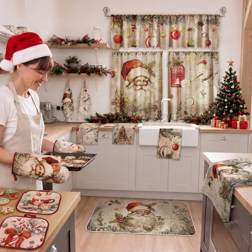 13 Pcs Christmas Kitchen Set Towels Mats Potholders Oven Mitts