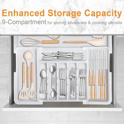 Silverware Organizer for Kitchen Drawer Expandable Utensil Drawer Organizer