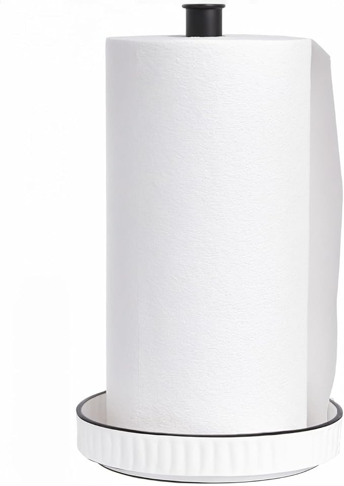 VROOMIUM Black Paper Towel Holder Countertop, Ceramic Base Easy-to-Clean - Image 4