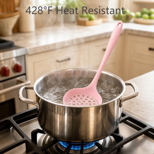 Silicone Kitchen Utensils Set - 428°F Heat Resistant Cooking Utensil Sets，Spatula,Turner,Tongs,Spoon,Whisk,Kitchen Utensil Gadgets Tools Set for Non-Stick Cookware，Dishwasher Safe BPA Free（Pink）