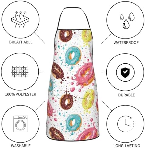 Sigouyinei Waterproof Kitchen Apron For Women Men Soft Bib Work With Pocket