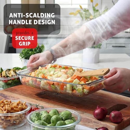 Nestl 16 pc Glass Baking Dishes for Oven, Glass Food Storage Containers with Lids, Leakproof Casserole Dishes for Oven with Lid, Cooking, Microwave Oven Freezer Safe Bakeware, 9x13 Lasagna Pan Black