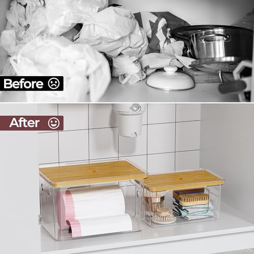 Delamu 2 Pack (XL+S) Trash Bag Dispenser, Stackable Garbage Bag Holder