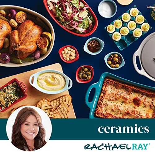 Rachael Ray Ceramics Au Gratin Set, Rectangular, Two 12-ounce, Agave Blue