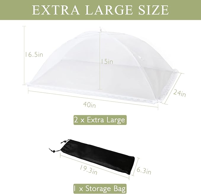 Food Covers Food Tent for Outside Mesh to Keep Bugs away, 2 Extra Large Size - Image 5