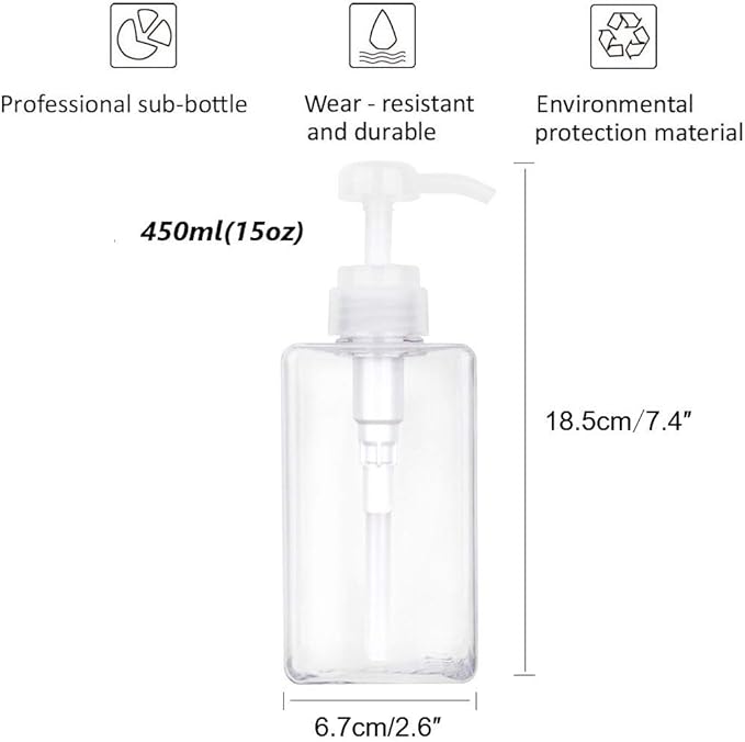 Pump Bottle, Refillable Plastic Empty Lotion Soap Dispenser Liquid Container - Image 6