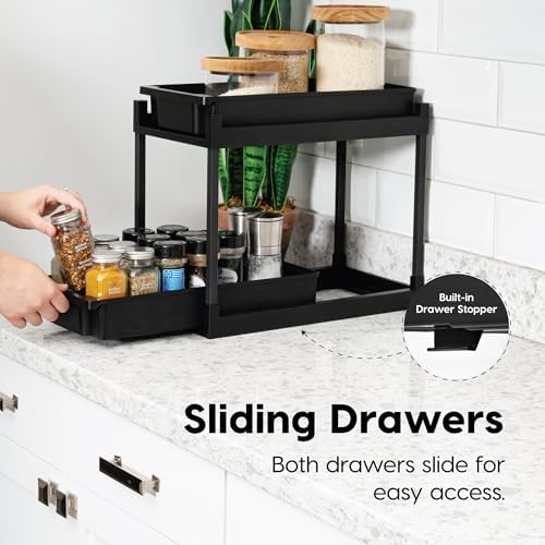 IRIS USA Under Sink Organizer, 4 Pack, Pull Out Storage Drawers