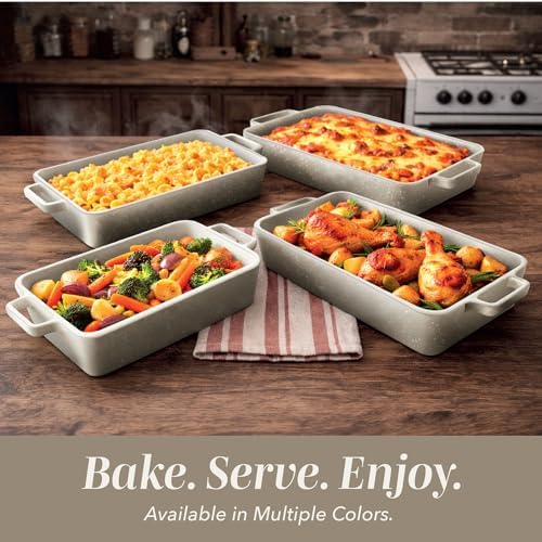 COOK WITH COLOR Ceramic Bakeware Set of 4, Porcelain Casserole Dishes for Oven, Rectangular Baking Dish Set with Handles, Oven Safe for Lasagna, Baking, Roasting & Serving
