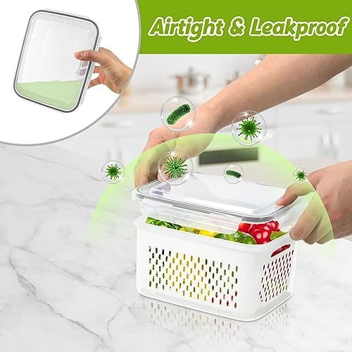 12 Pieces Fruit Storage Containers For Fridge with Removable Colanders