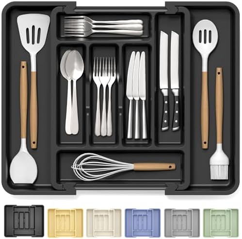 Caperci Large Silverware Organizer Tray for Kitchen Drawer Utensils Thicker