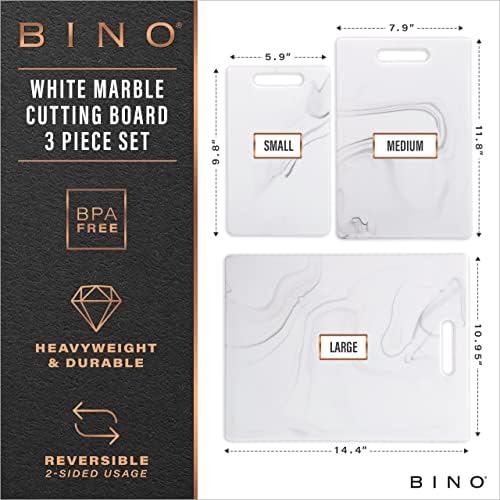 BINO Cutting Board - 3-Piece Chopping Boards | BPA-Free Plastic, Durable, Multipurpose, Dual-Sided, Dishwasher Safe, Easy to Clean | Charcuterie Accessories | Home & Kitchen Utensils