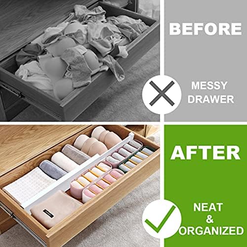 ANTOWIN Bamboo Drawer Dividers Organizers, Expandable Drawer Separators Splitter,17-22 inches Long Adjustable Spring-loaded Organizer for Large Utensil, Clothes, Tools Drawers (White)