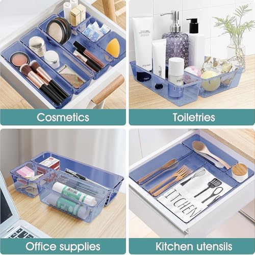 25 PCS Plastic Drawer Organizer Set, Makeup Organizers and Storage Bins