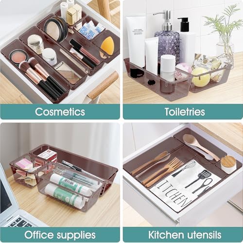25 PCS Plastic Drawer Organizer Set, Makeup Organizers and Storage Bins