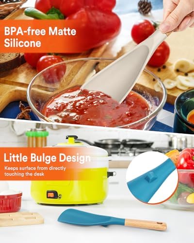 Badiano Silicone Cooking Spoon for Nonstick Cookwares, Multi-function,11.4"