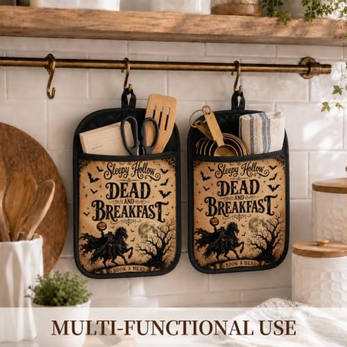 Halloween Headless Horseman Pot Holders for Kitchen 2 Pack Set