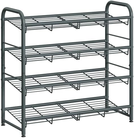 SONGMICS 4-Tier Stackable Metal Shoe Rack, Holds Up to 16 Pairs of Shoes