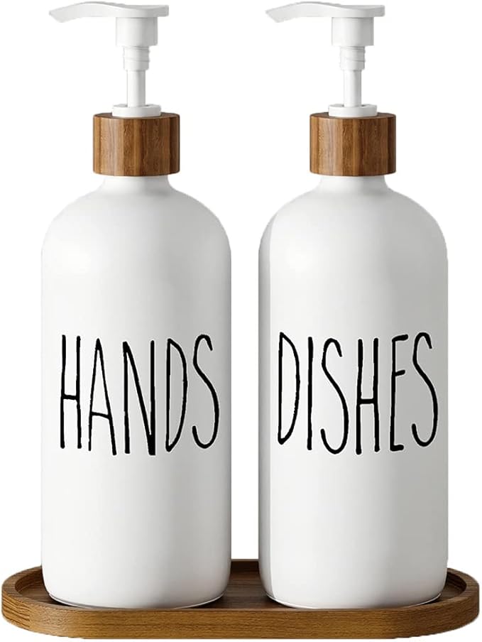Dish Soap Dispenser for Kitchen Sink.Glass Hand Soap Dispenser, Modern by Aeakey
