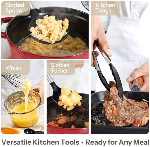 NCUE 28-Piece Silicone Kitchen Utensils Set with Stainless Steel Handles