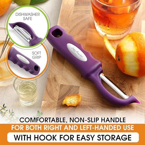 Spring Chef Swivel Vegetable Peeler w/Ergonomic Handle, Set of 2, Purple