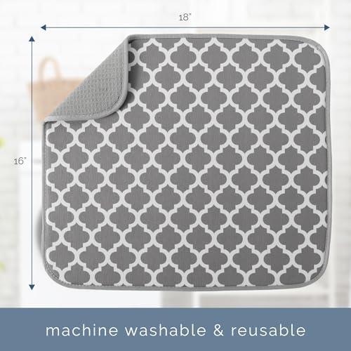 S&T INC. Dish Drying Mat, 16" x 18", Large, Trellis