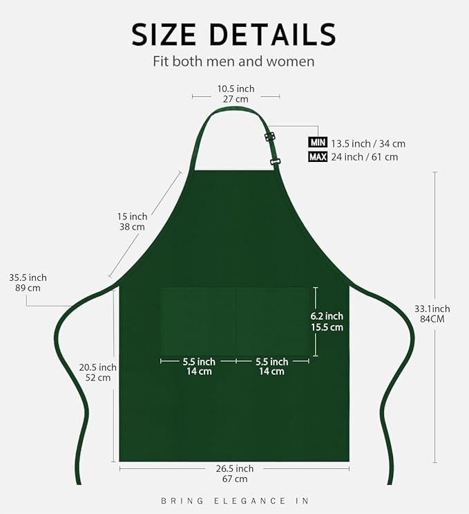 Syntus 12 Pack Bib Apron, Unisex Aprons Adjustable Waterdrop Resistant - Image 2