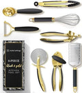 Styled Settings Black and Gold Kitchen Utensils, 8-Piece, Black & Gold