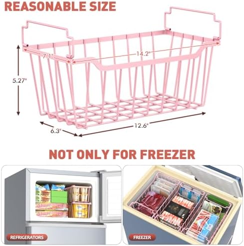 Goovilla Freezer Organizer Bins for 5-7 Cu.FT Chest Freezer, 4 Pack Pink