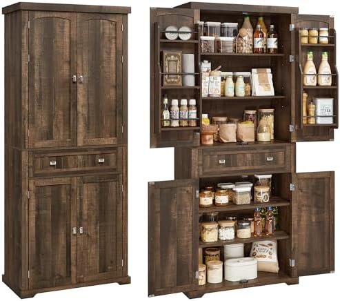 VASAGLE Pantry Cabinet, Freestanding Tall Cupboard with a Drawer